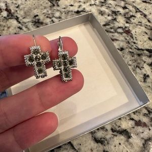 Vintage bangle bracelet and cross earring set